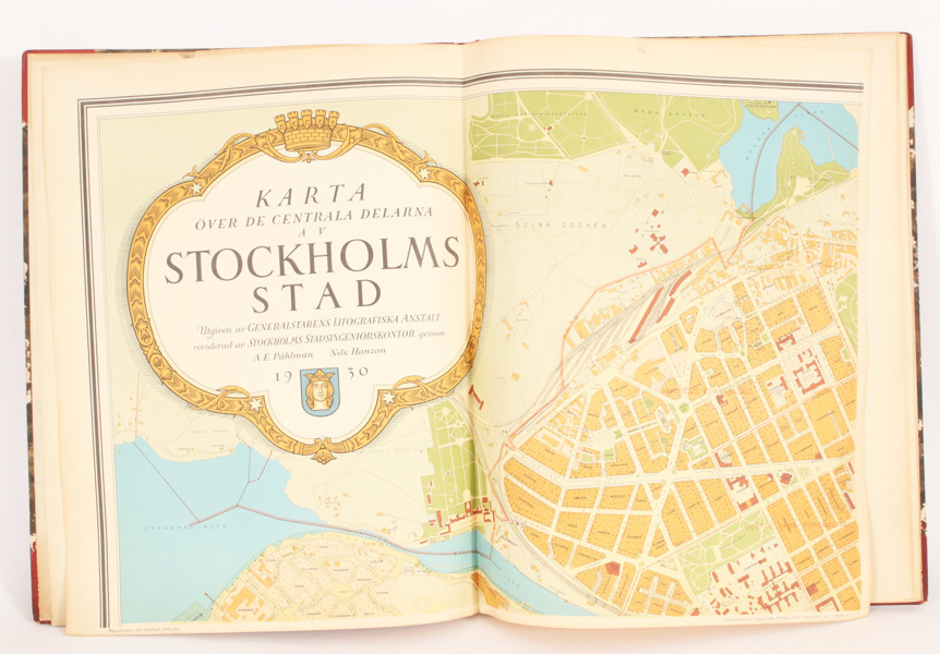 Bok, "KARTA ÖVER DE CENTRALA DELARNA AV STOCKHOLMS STAD", tryckt 1930