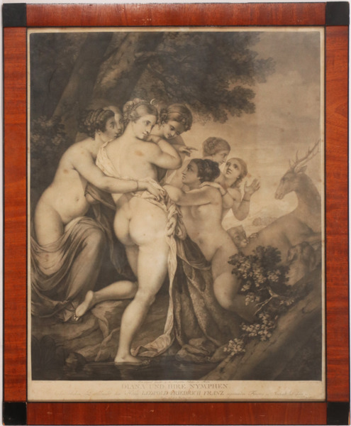 Kopparstick, "Diana und ihre nymphen", daterat 1801