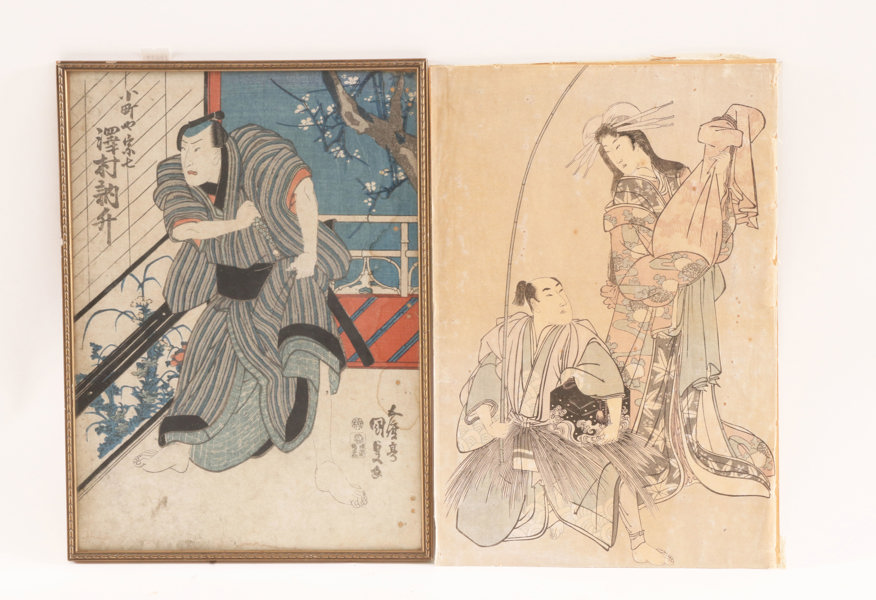 Träsnitt 2st, Japan, bl.a. Kunisada