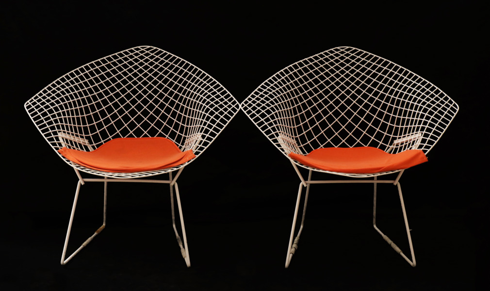 Fåtöljer ett par, "Diamond Chair", Harry Bertoia, 1900-talets andra hälft