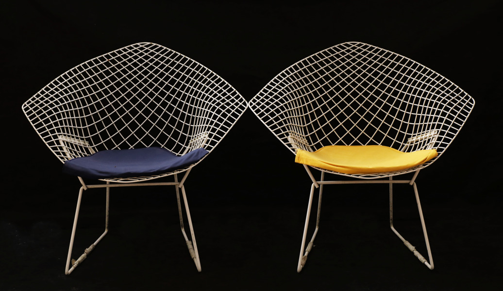 Fåtöljer ett par, "Diamond Chair", Harry Bertoia, 1900-talets andra hälft