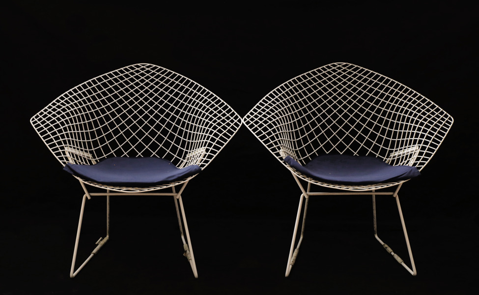 Fåtöljer ett par, "Diamond Chair", Harry Bertoia, 1900-talets andra hälft