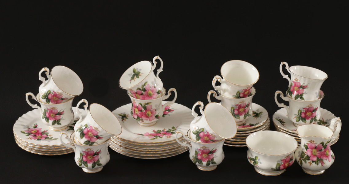 Kaffeservisdelar, "Praire Rose", Royal Albert, England