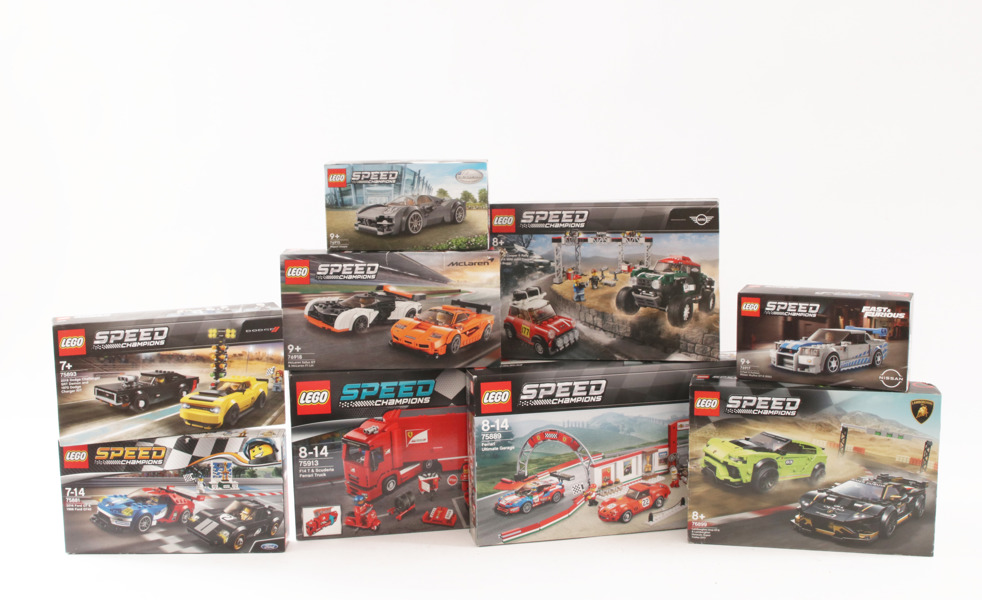 Kartonger med LEGO 9st, Speed Champions