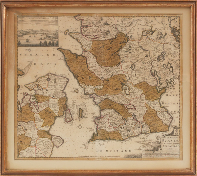 Karta, "Nova et Accurata Scaniae et maximae partis Zeelandiae tabula", 1700-tal