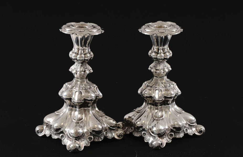 Ljusstakar ett par, silver, barockstil, 1900-tal