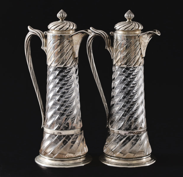 Serveringskannor ett par, silver, Antal Bachruch, Österrike-Ungern, 18/1900-tal