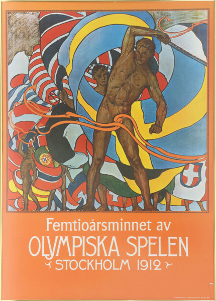 Affisch, "Femtioårsminnet av Olympiska Spelen", tryckt 1972