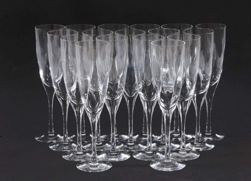 Champagneglas 17st, "Chateau", Bertil Vallien för Kosta Boda