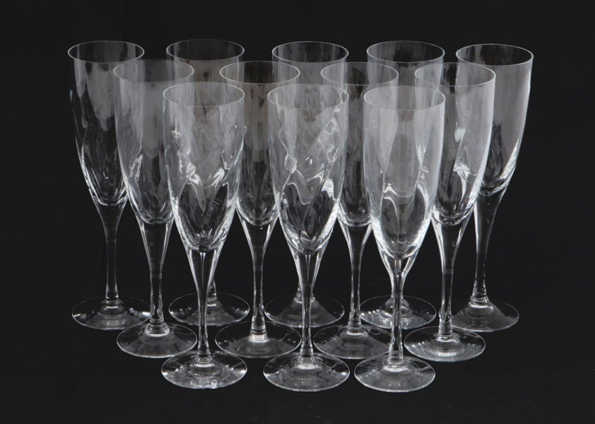 Champagneglas 12st, "Chateau", Bertil Vallien för Kosta Boda