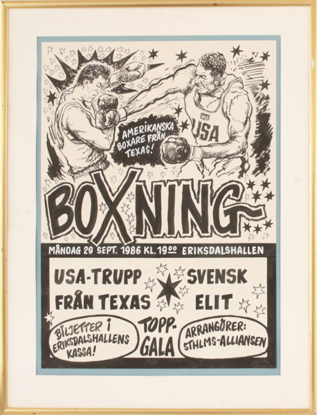 Handmålad affisch, Boxning, 1986