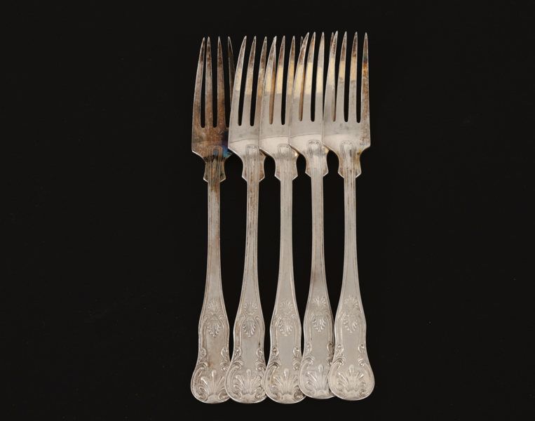 Matgafflar 5st, silver, 1839