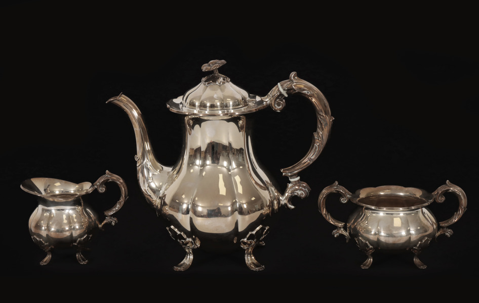 Kaffeservis 3 delar, silver, Cohr, Danmark, 1900-tal