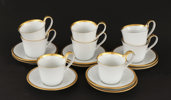 Kaffekoppar med fat 8st, "Golden Sun", Sigvard Bernadotte för Bing & Gröndahl