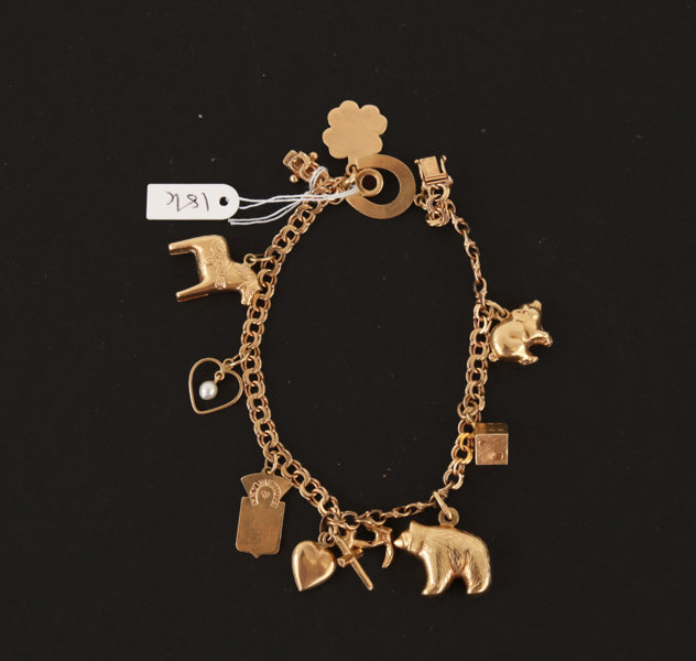 Armband med berlocker, 18k