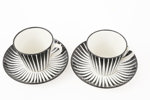 Kaffekoppar med fat 2st, "Zebra", Eugen Trost för Gefle