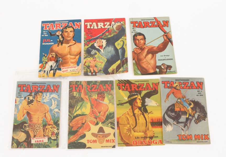 Serietidningar 7st, Tarzan, 1951