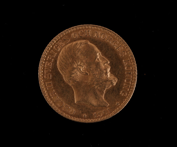 Guldmynt, 10 kronor, Oscar II, 1901