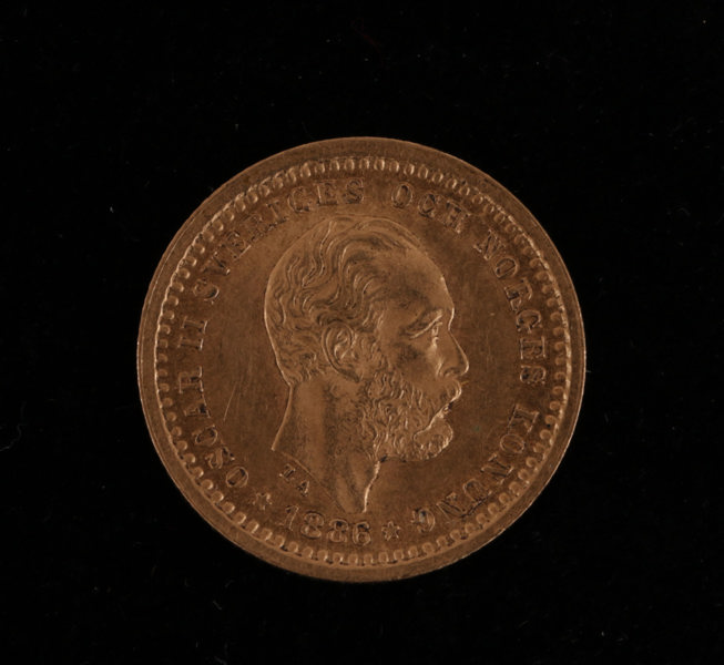 Guldmynt, 5 kronor, Oscar II, 1886