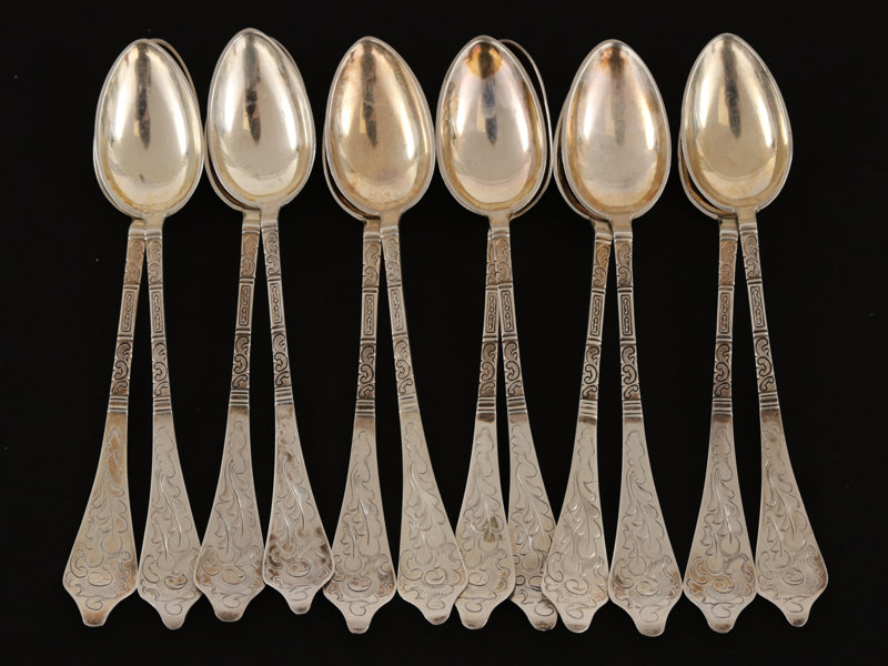 Teskedar 12st, silver, Danmark, 1920