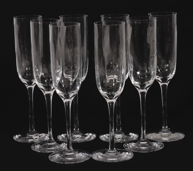 Champagneglas 8st, "Optica", Gunnar Cyrén för Orrefors