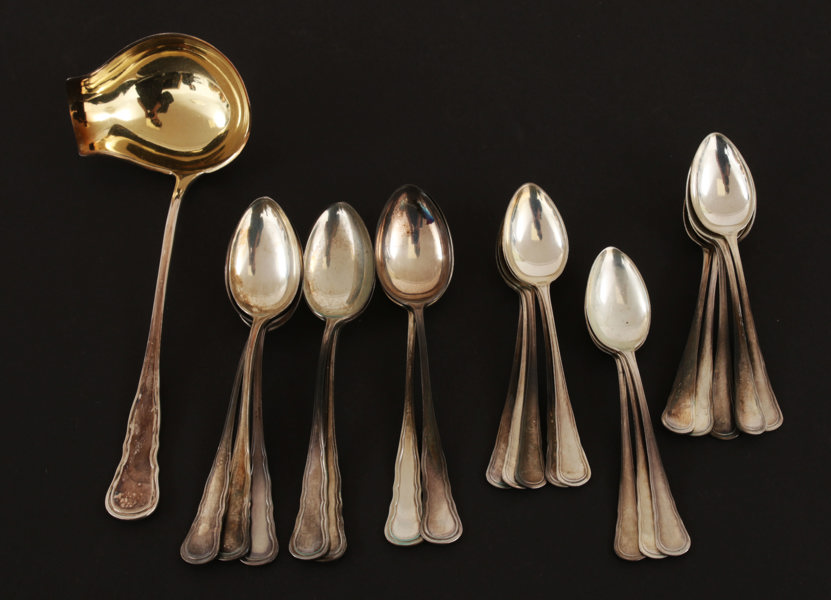 Bestickservisdelar, silver, "Hallbergs Chippendale", C.G.Hallberg