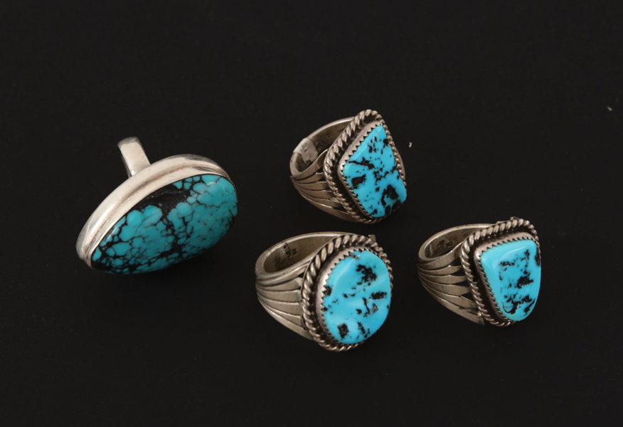 Ringar 4st, sterlingsilver, Navajo, USA