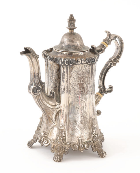 Kaffekanna i silver, Gustaf Möllenborg, Stockholm, 1857