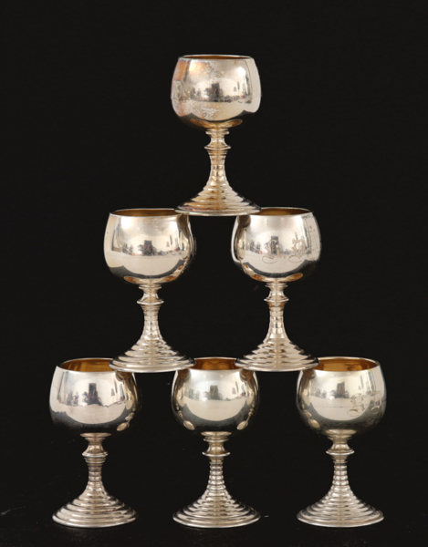 Supglas 6st, silver, 1900-tal