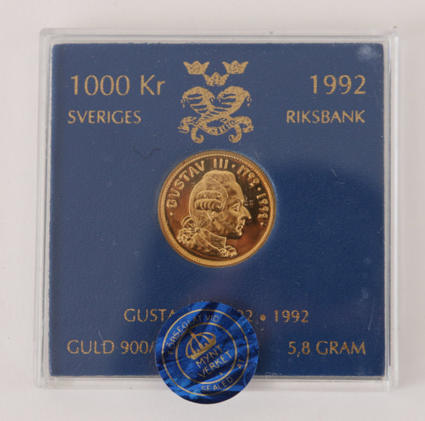 Guldmynt, 1000kr, Sverige, 1992