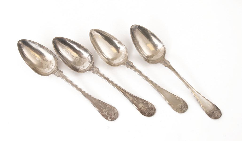 Matskedar 4st, silver, bl.a. 1863