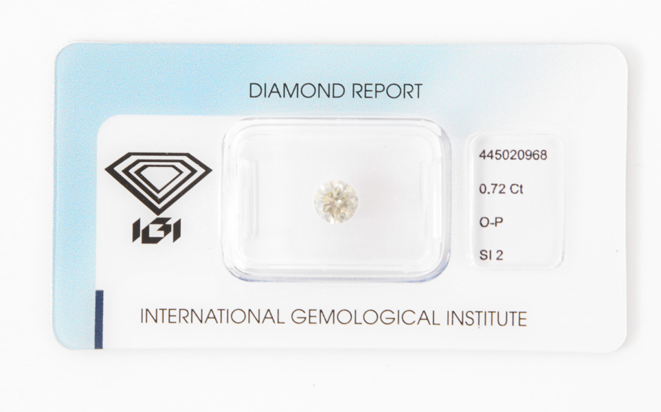 Briljantslipad diamant på 0.72ct