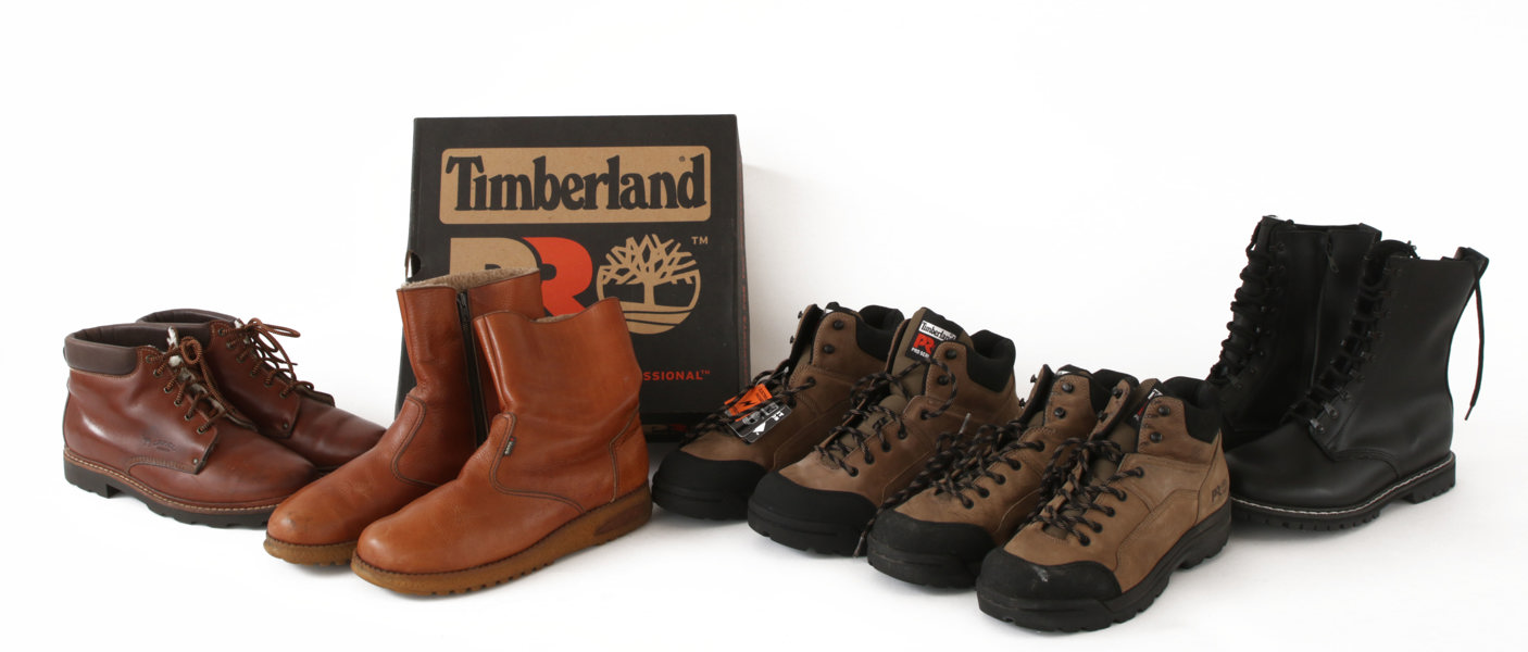 Skor 5 par, bl.a. Timberland, Camel Boots