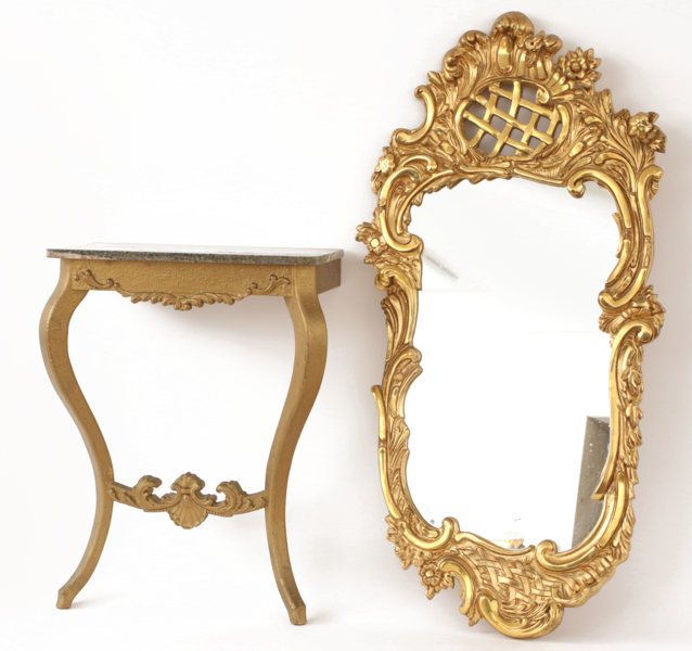 Spegel med konsolbord, rokokostil, 1900-tal