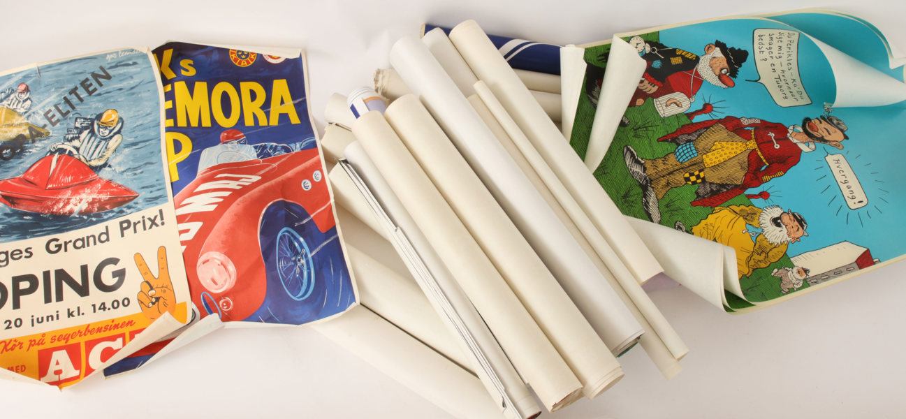 Stort parti affischer, bl.a. 1950-tal