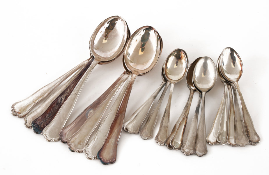 Bestickservisdelar, silver/sterlingsilver, "Kungsholm", Hallberg