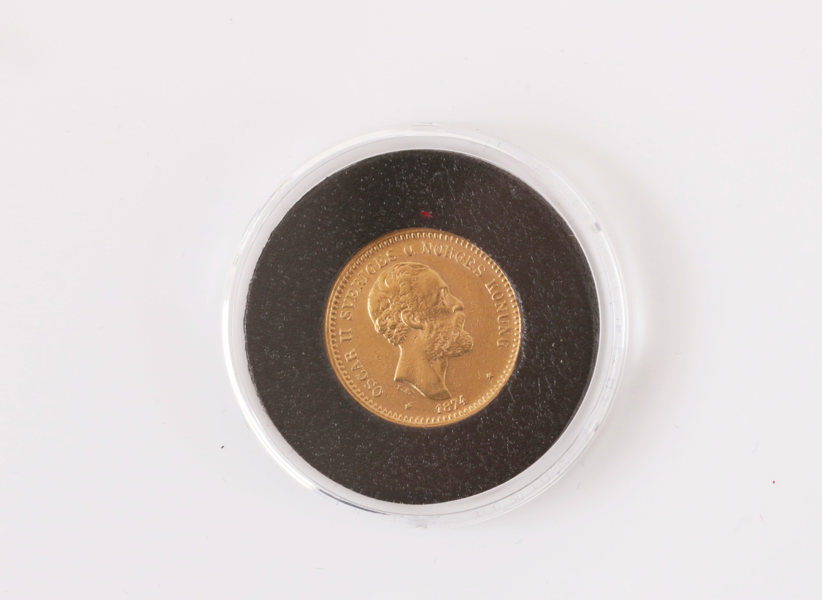 Guldmynt 10kr, Sverige, Oscar II, 1874