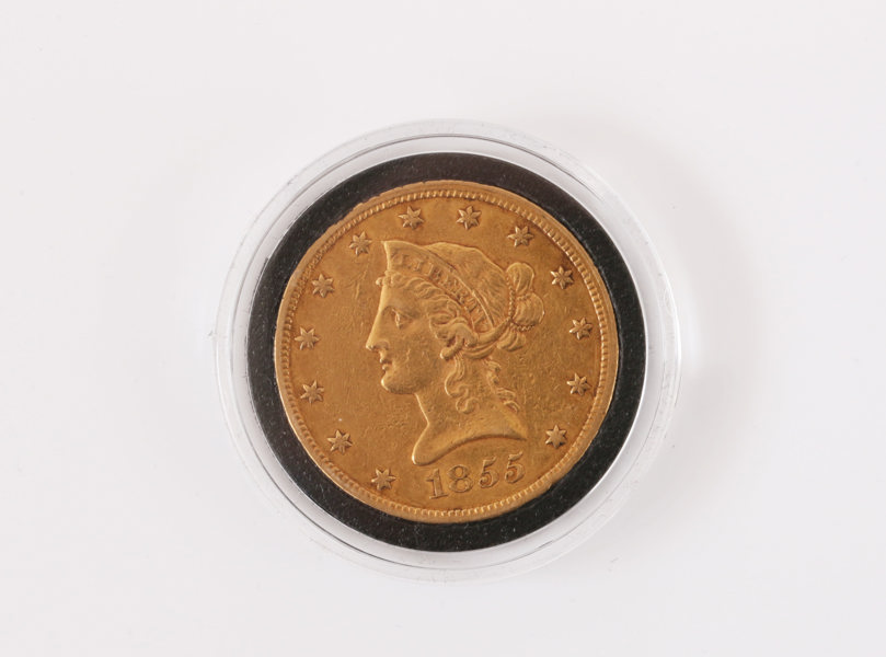 Guldmynt, 10 dollar, USA, 1855