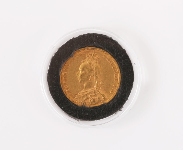 Guldmynt i 22k, Sovereign, Victoria, England, 1890
