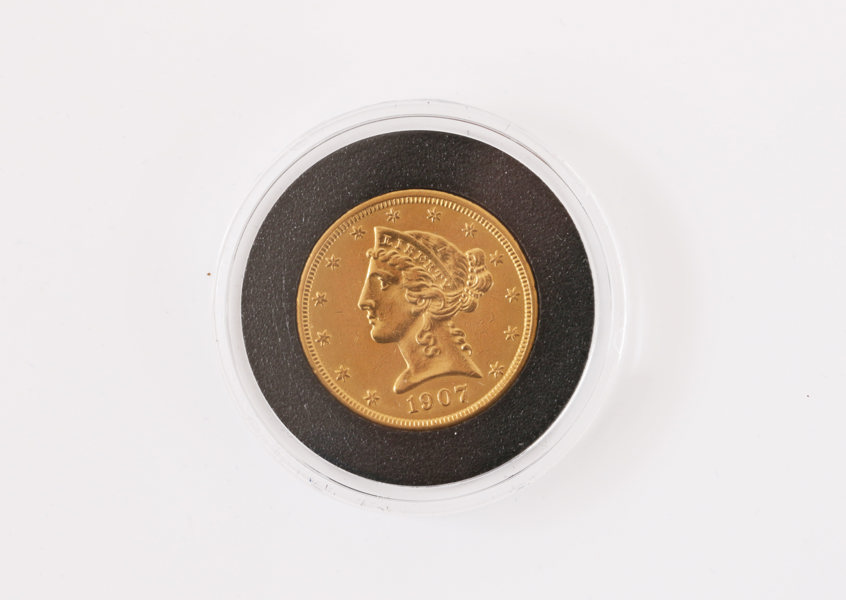 Guldmynt, USA, 5 dollar, 1907