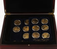 Myntsamling 11 delar, "Sveriges Regenter", förgyllt silver