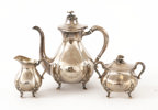 Kaffeservis 3 delar, silver, GAB, 1964