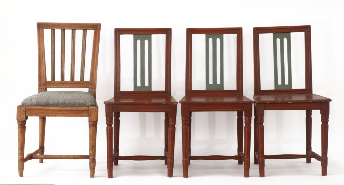 Stolar 3+1, gustaviansk allmoge, 1800-tal