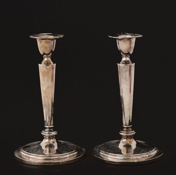 Ljusstakar ett par, silver, C.G.Hallberg, Stockholm, 1953
