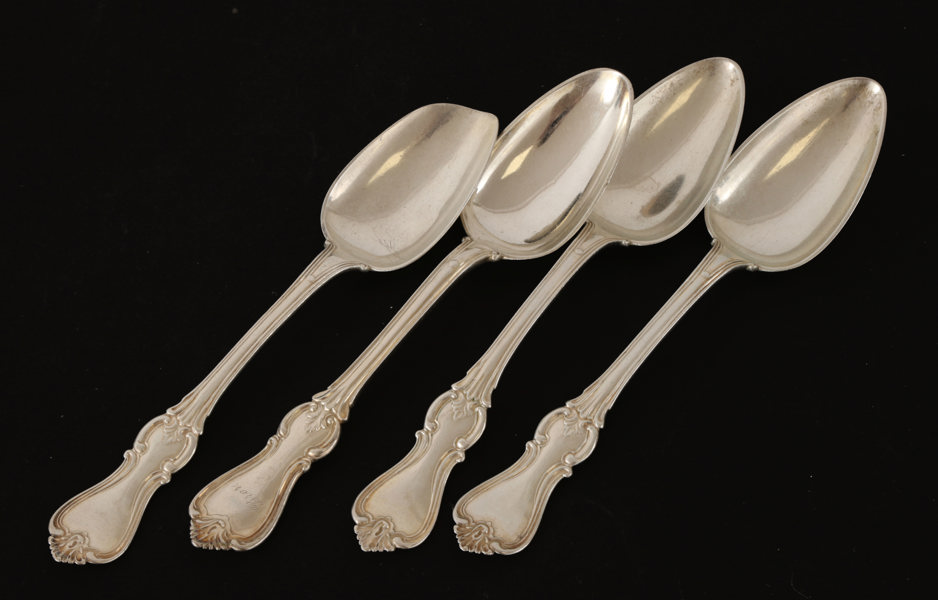 Matskedar 4st, silver, bl.a. Möllenborg, Stockholm