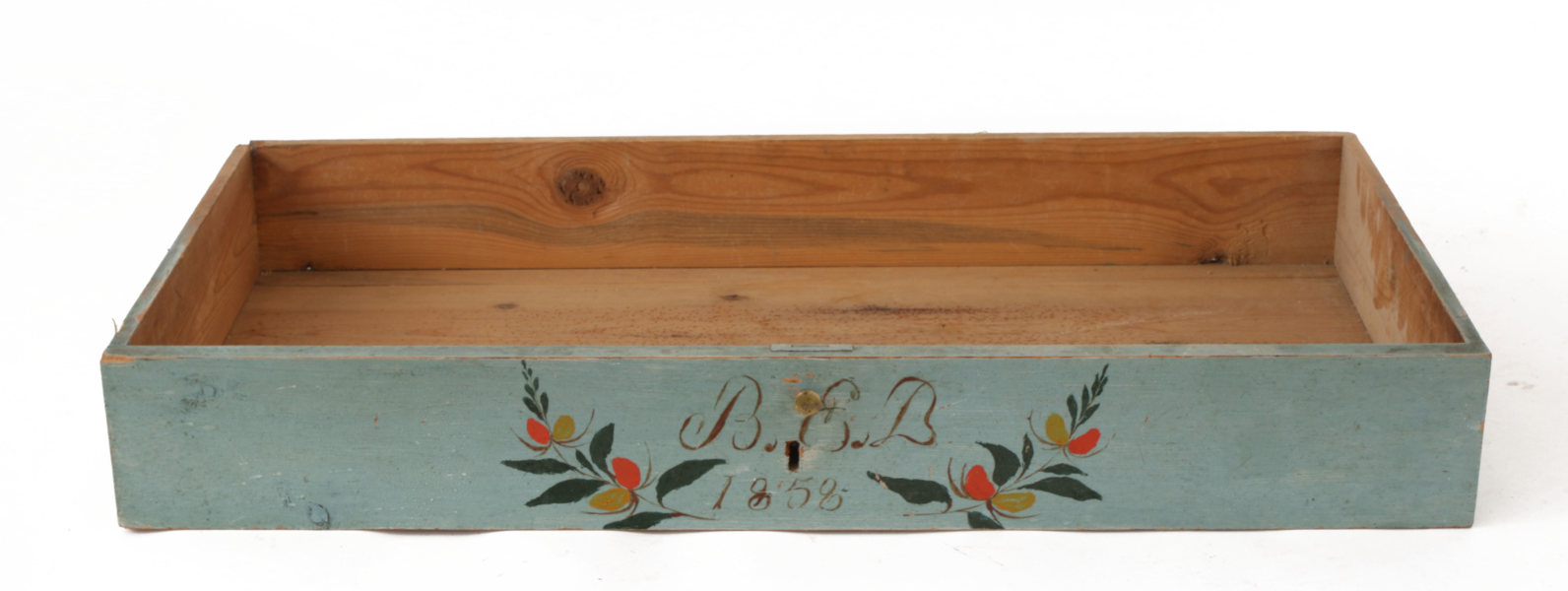 Bordslåda, allmoge, daterad 1858