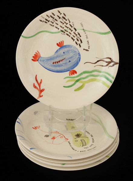 Mattallrikar 6st, "Löja", Stig Lindberg för Gustavsberg