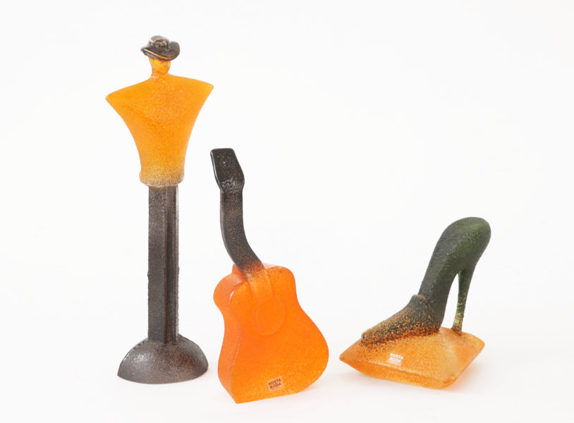 Konstglas 3 delar, Kjell Engman för Kosta Boda