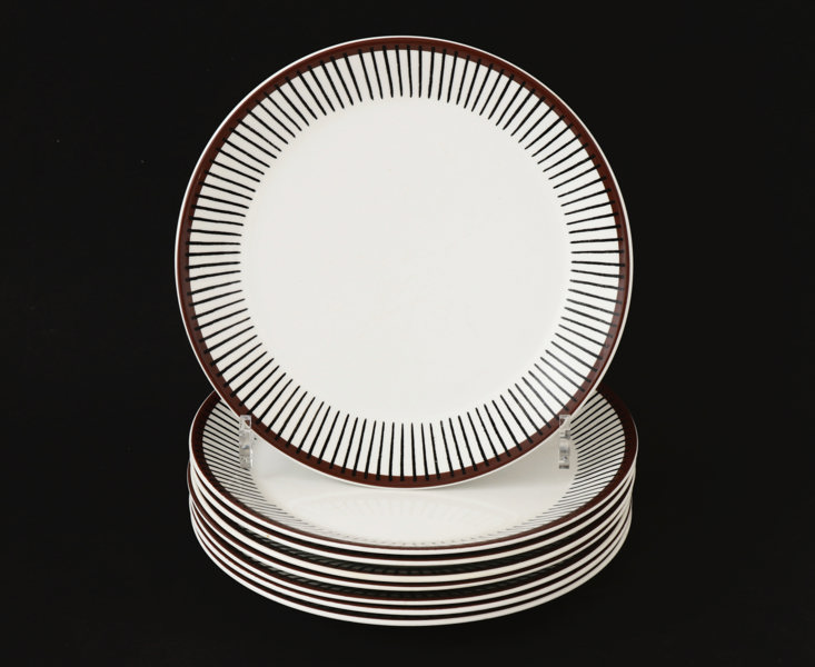 Mattallrikar 8st, "Spisa Ribb", Stig Lindberg för Gustavsberg