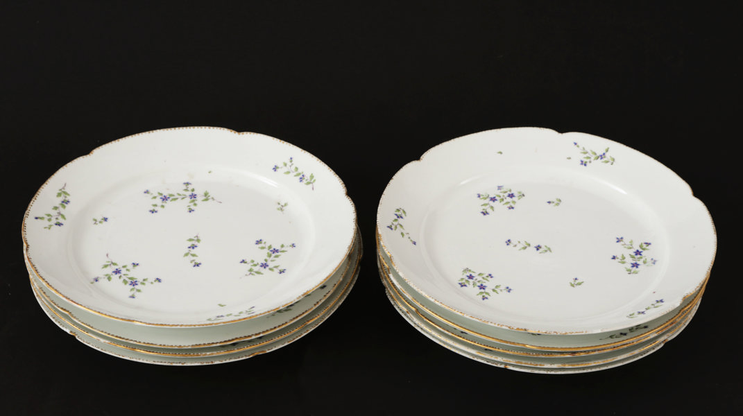 Mattallrikar 9st, troligen Frankrike, 17/1800-tal